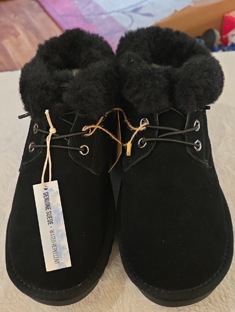 Black Faux Fur Lined Suede Boots